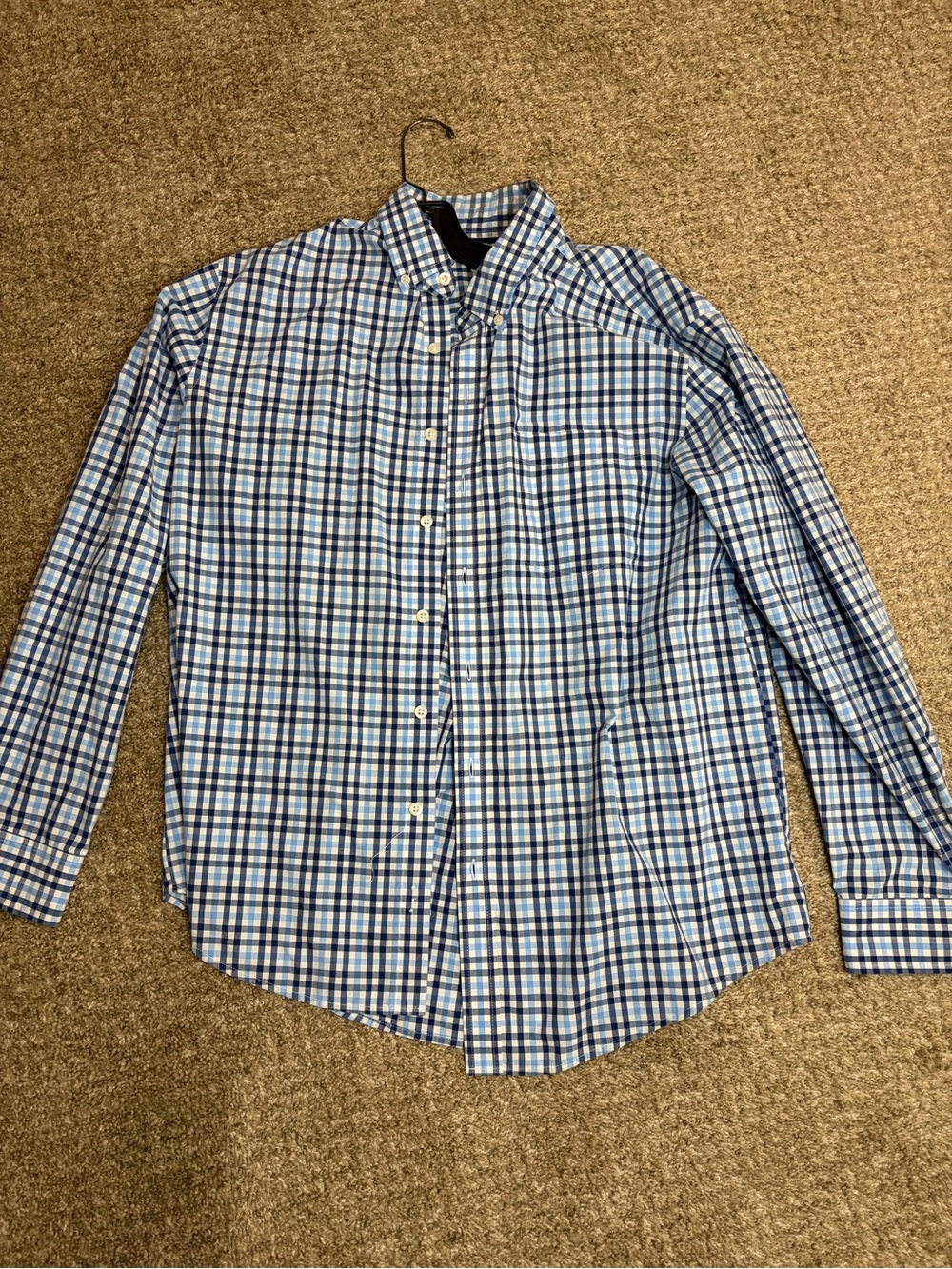 croft & barrow Blue and White Plaid Button-Down Shirt